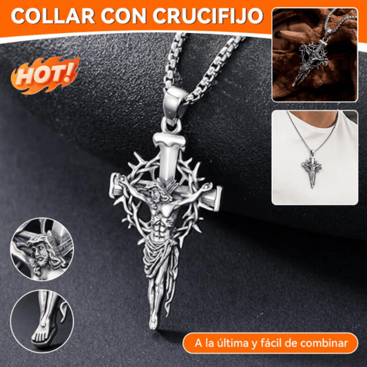 🔥【Compre 1 y obtenga 1 gratis】Collar con colgante de cruz y halo de espinas