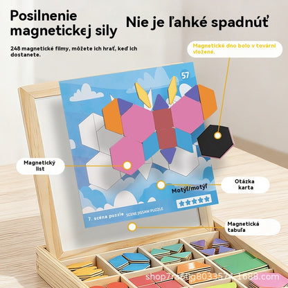 🔥👶🧩【Limitovaná zľava -50%】Obľúbená magnetická drevená tangramová skladačka, detská vzdelávacia a rozvojová hračka【248 dielikov】