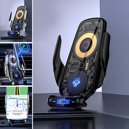 📱🚗 Soporte para teléfono móvil para coche con carga inalámbrica, apertura y cierre automáticos, control inteligente para navegación