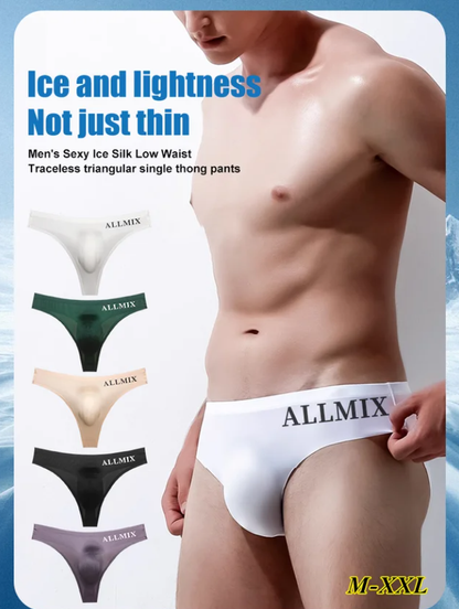 【Balenie 5 kusov】 【M-2XL】Nové pánske bezšvové nohavičky s nízkym pásom z ľadového hodvábu - 【50-90 kg】