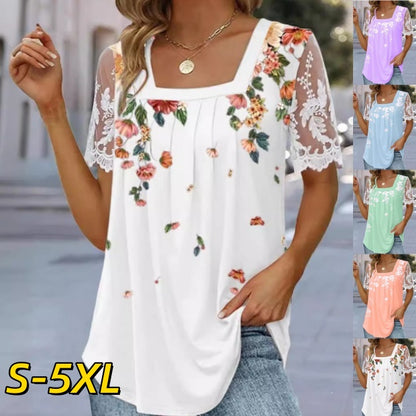 🔥【S-5XL】💖🎁Стилен дамски топ с къс ръкав | Ново поступление 2026, дишащ и удобен