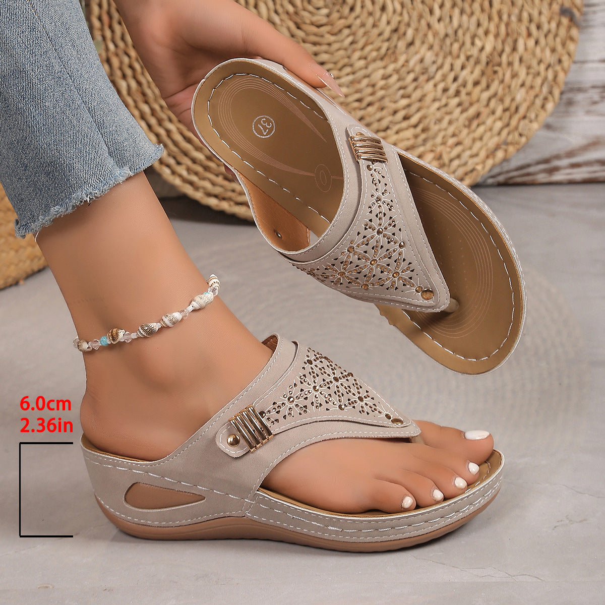💕【Tallas 35-43】Pantuflas de verano para mujer, suela suave, con soporte para el arco del pie, pago contra entrega.