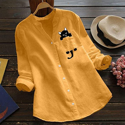 ✨【S-3XL】 Bavlnená blúzka dámska s dlhým rukávom a výstrihom do V