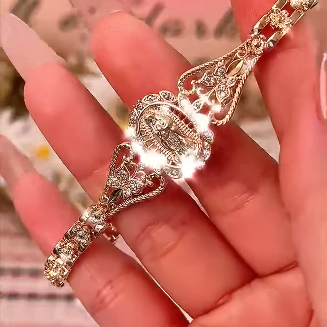 【Compra 1 y recibe 1 gratis】Pulsera de la Virgen María para mujer, chapada en oro de 14K, hipoalergénica, no se decolora, joyería moderna y elegante