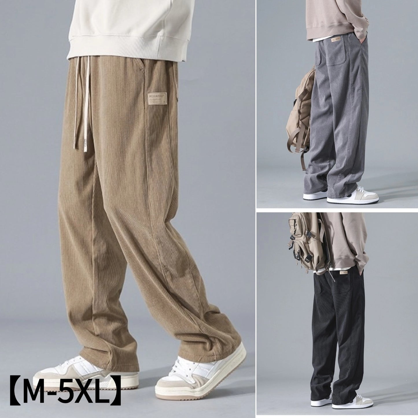 【45–115 kg】🔥 Pantaloni sport bărbătești lejeri, drepți, din catifea reiată, pentru primăvară/toamnă