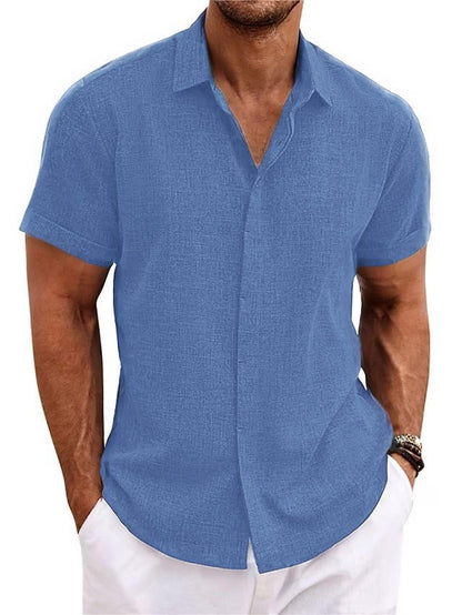 🏖️👕【S-3XL】Nueva camisa masculina de manga corta estilo playa, algodón y lino, talla grande