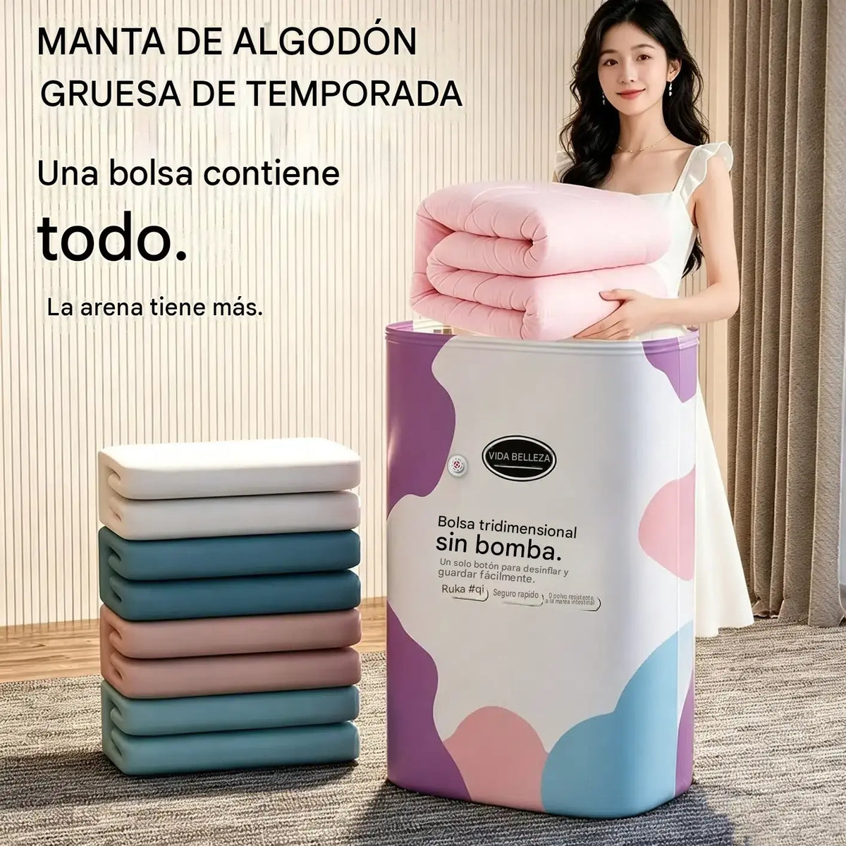 🧳 Juego de 5 piezas por solo 30 € 💨 Bolsas de almacenamiento al vacío grandes y flexibles: no requieren bomba; herméticas y a prueba de fugas, ideales para ahorrar espacio en la maleta o en casa ✈️