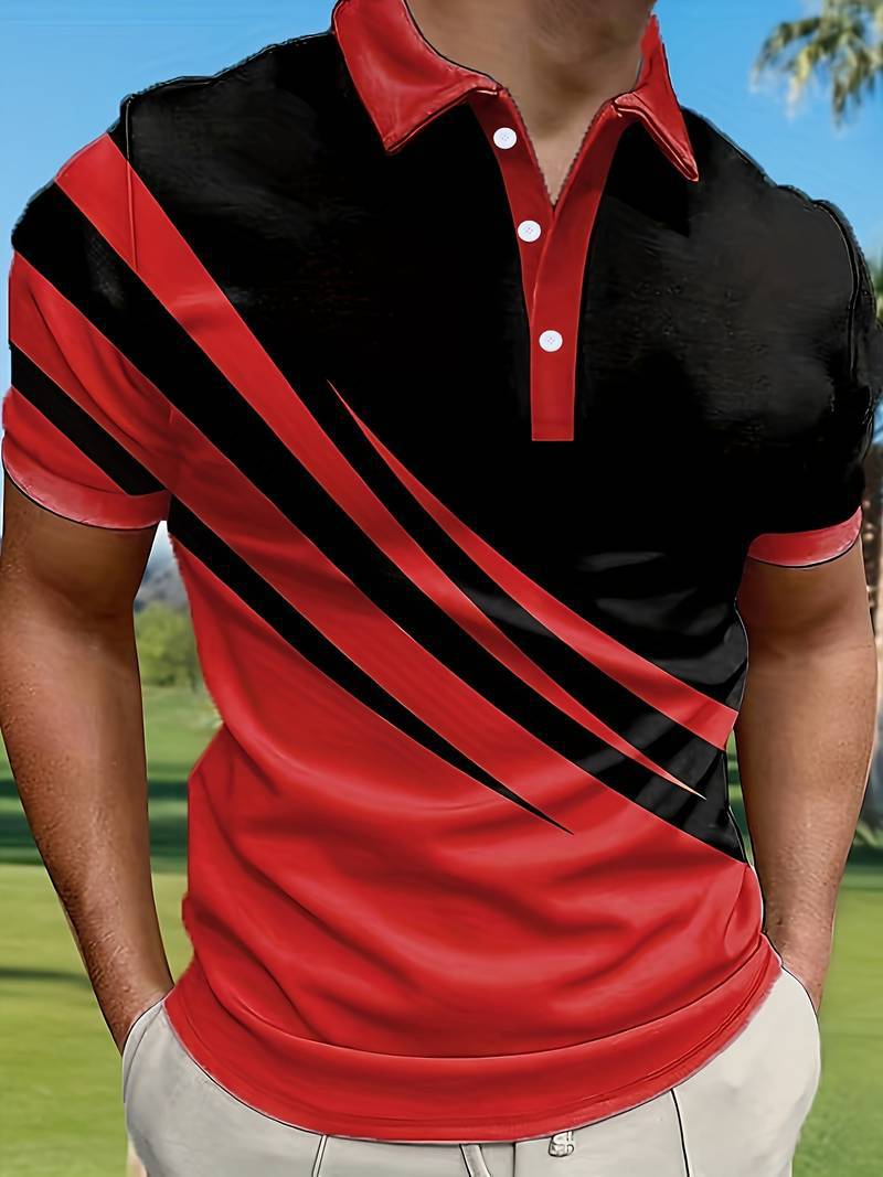 🔥【50%OFF】👔【S-6XL】Nová letná pánska pruhovaná 3D košeľa POLO s potlačou