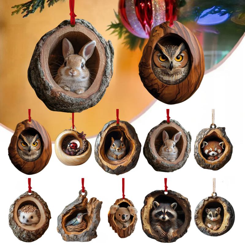 🎄 🎁【Ограничена промоция Купи 5 вземи 5 безплатно】Коледна украса за елха с форми на малки животни. Закачлива декорация с малки животни. 【10 броя】