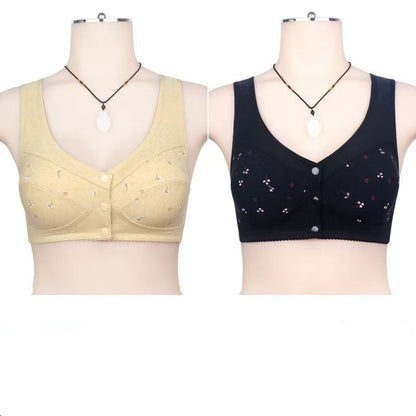 ✨🎉50% zľava 【balenie 2 kusov】💞【40-105 kg】Elegantná podprsenka z čistej bavlny so zapínaním vpredu, vhodná pre ženy stredného veku