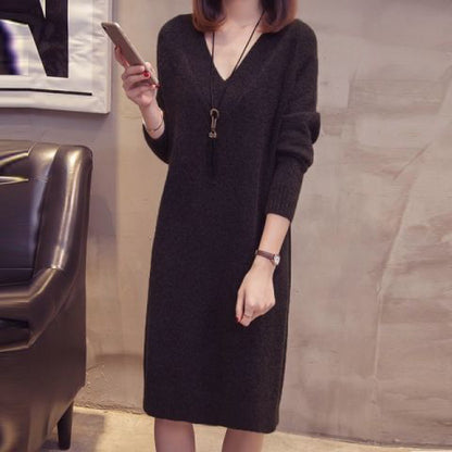 ✨👗【Precio especial -50%】Vestido de punto suelto de gran tamaño, más vendido