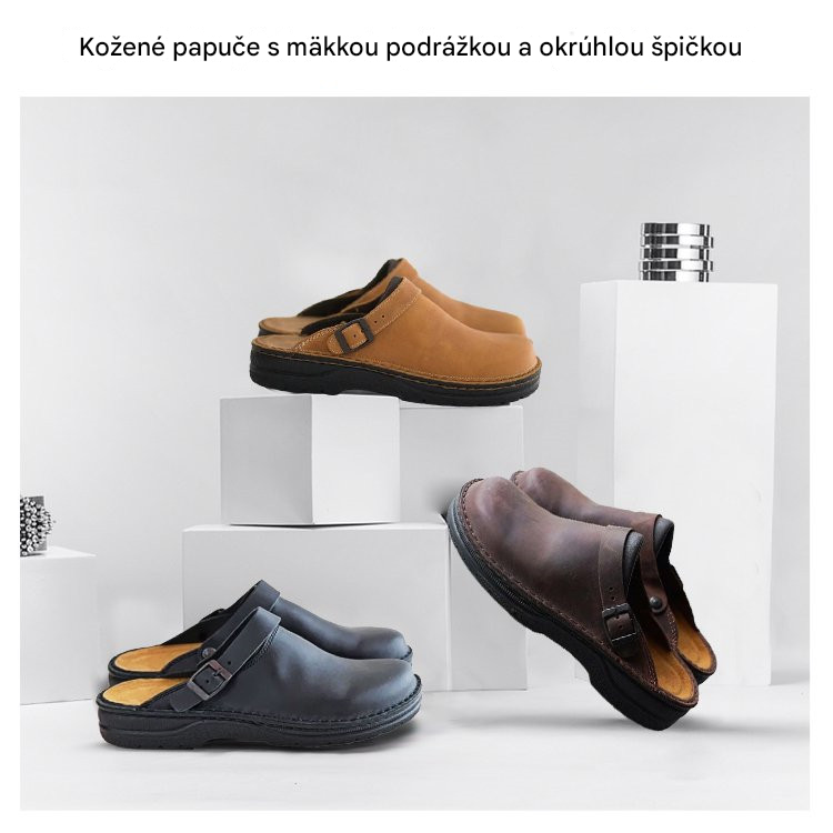 ✨【Časovo obmedzená zľava 50%】[39-48] 😎 Papuče z pravej kože s mäkkou podrážkou