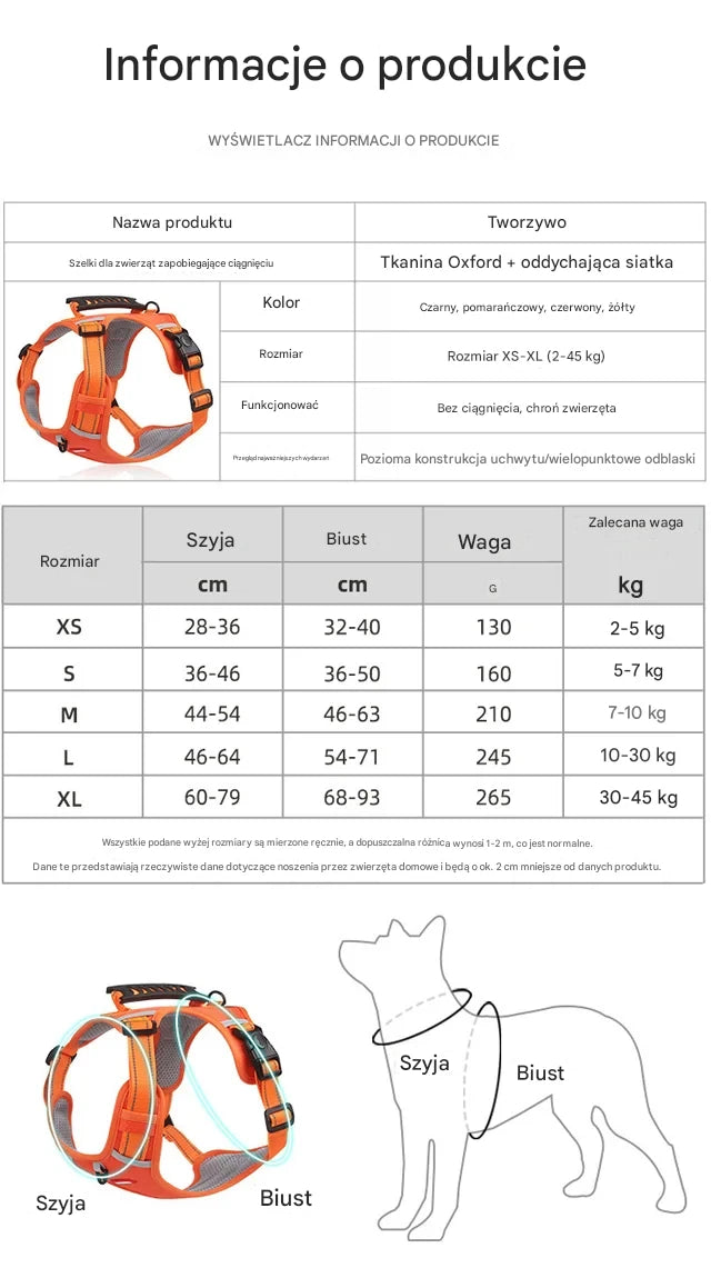 🐶【5-30KG】Szelki dla psa bez ciągnięcia dla zwierząt domowych