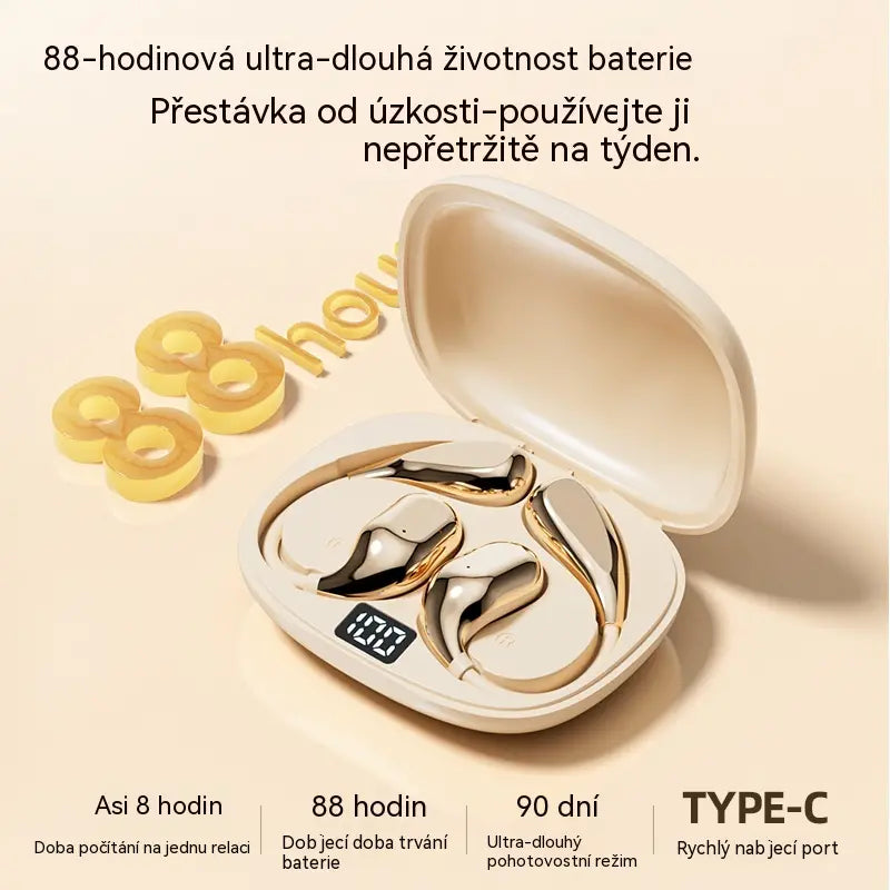 🔋Bezdrôtové Bluetooth slúchadlá bez vstavaného ucha, s háčikom za uši a kostným vedením🎙️🎧