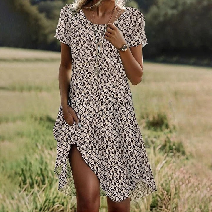 【Zadnji dan promocije】 【S-3XL】💖👗Nova ležerna haljina s okruglim izrezom i printom za proljeće i ljeto 2026. 🌸🌞