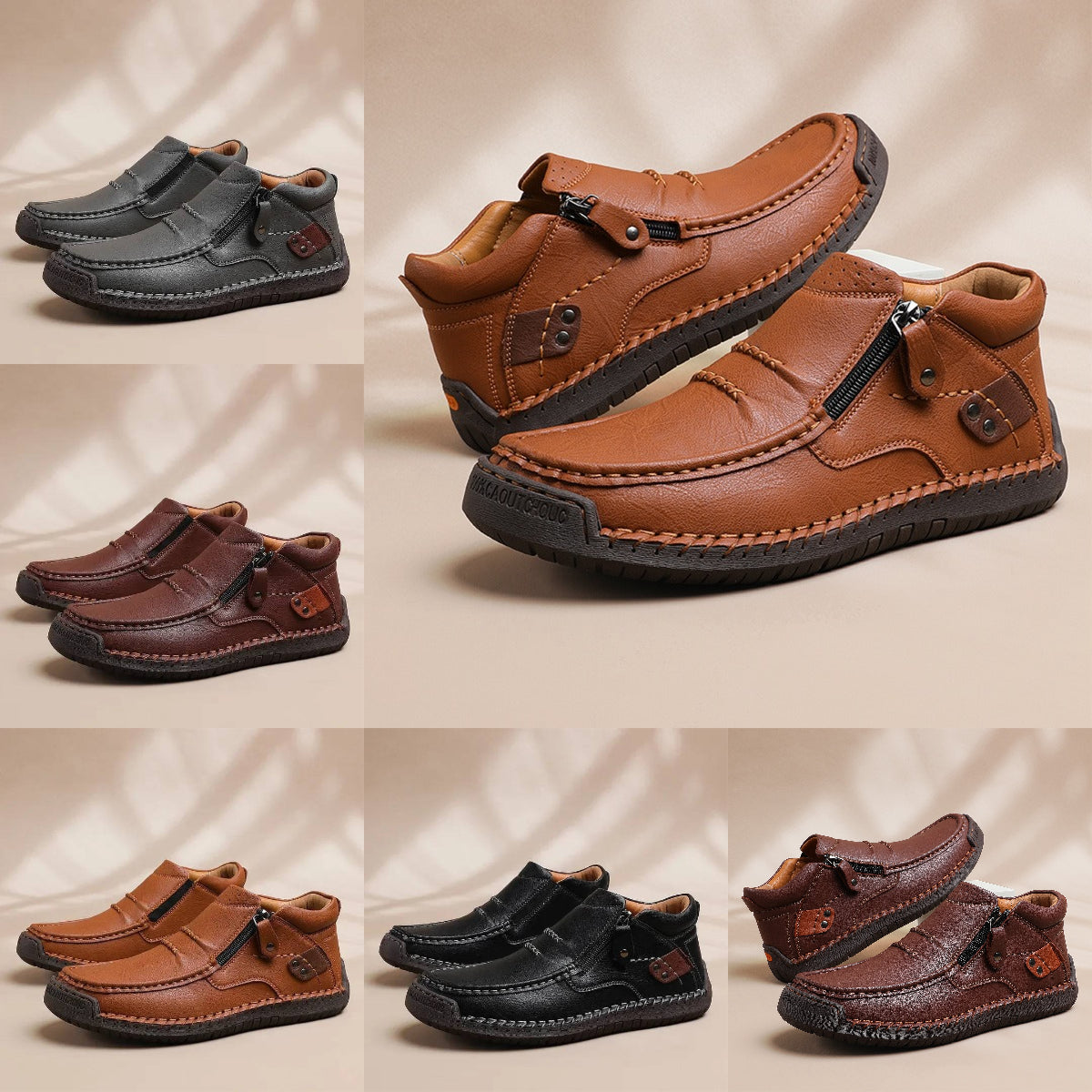 👞【Rozmiary 38-48】Męskie skórzane buty, ręcznie wykonane z wysokiej jakości skóry, antypoślizgowe, z wsparciem łuku stopy.
