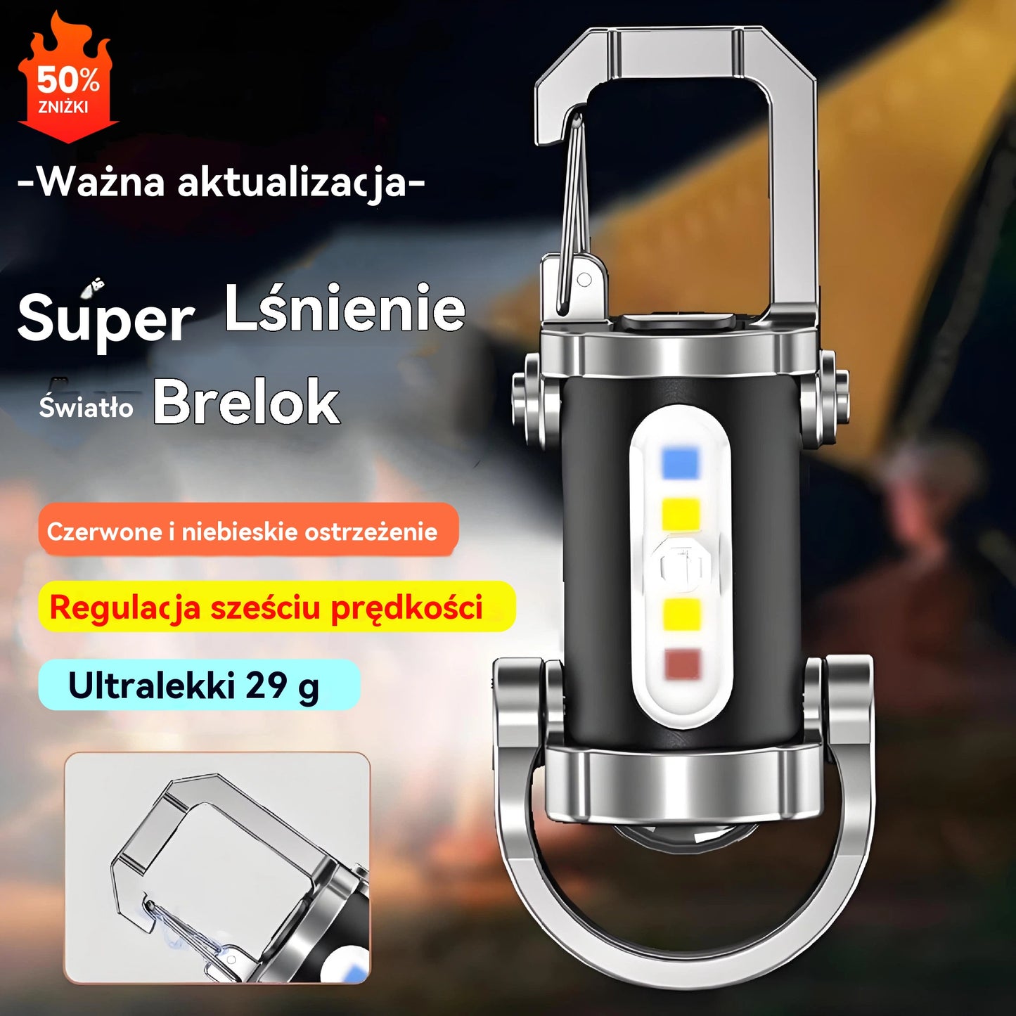 🔥【Kup jeden, a drugi dostaniesz gratis】🔥 Miniaturowa wodoodporna latarka na klucze o bardzo dużej jasności 1200 lm