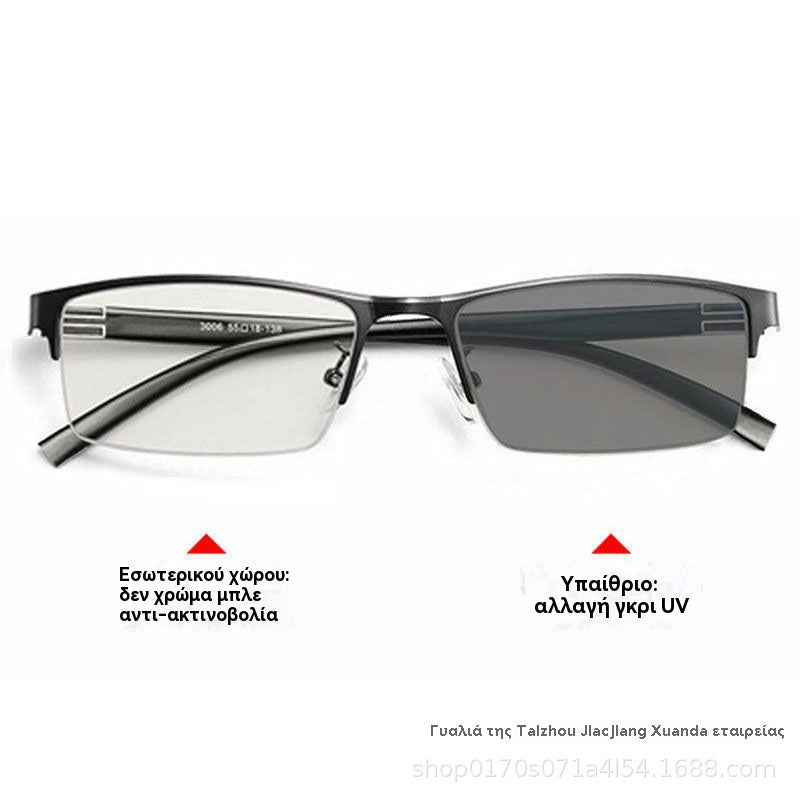 👓✨【50% zľava】🔥Metalické fotochromatické slnečné okuliare s polovičným rámom, dioptrické okuliare s anti-modrým svetlom, slnečné okuliare na šoférovanie