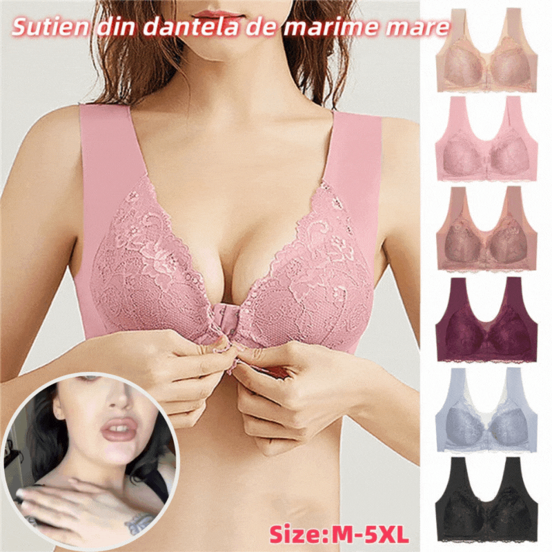 ✨ Kúpte 2, získajte 1 zadarmo! 【3 ks】Sexy podprsenka s predným zapínaním, bez oceľového krúžku