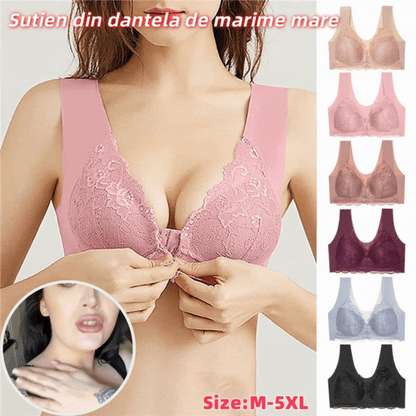 ✨ Kúpte 2, získajte 1 zadarmo! 【3 ks】Sexy podprsenka s predným zapínaním, bez oceľového krúžku