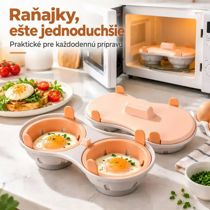 🥚✨ Varič vajec do mikrovlnnej rúry s pokrievkou - Rýchla a praktická nádoba na naparovanie - Bez BPA, pripraví varené vajcia, vajcia na mäkko alebo miešané vajcia za pár minút 🍳
