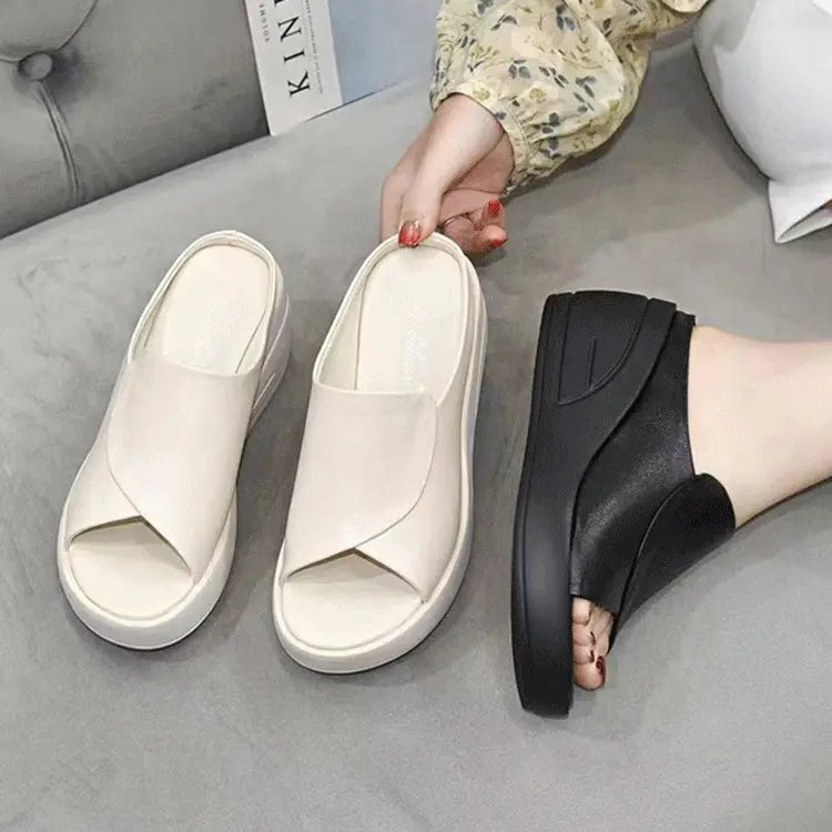 🔥【50% de descuento】【Tacón de 5,5 cm】Sandalias de cuña con suela blanda