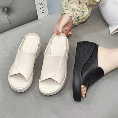 🔥【50% de descuento】【Tacón de 5,5 cm】Sandalias de cuña con suela blanda