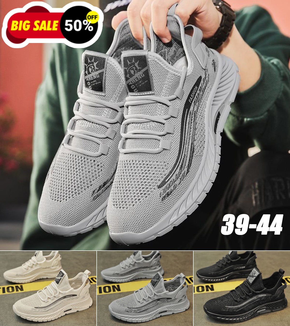 💥【Descuento limitado 50%】💥Zapatillas casuales de malla para hombre 2025, cómodas y a la moda