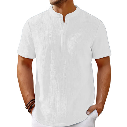 【S-4XL】Camiseta de hombre con una textura espectacular y cuello Henley: cómoda y elegante para el día a día.