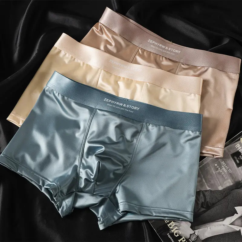 🔥Zadnji dan, 50% popusta🩲【pakiranje od 6 komada】Novo donje rublje Ice Silk, prozračne ljetne bokserice, satensko muško donje rublje s osjećajem leda