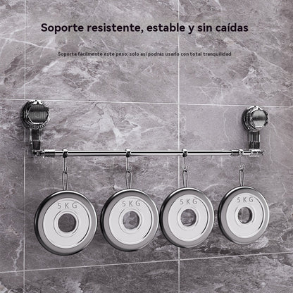 🚿✨【Compra uno y llévate otro gratis】Barra de toalla giratoria con ventosa, sin necesidad de taladrar.