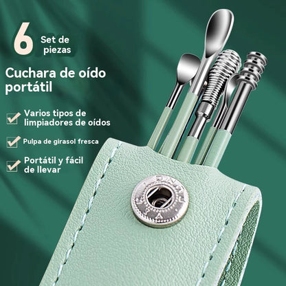 👂Juego de 6 herramientas para eliminar cerumen con tubo de almacenamiento | Kit completo para el cuidado auditivo: ¡herramienta seis en uno! 👂