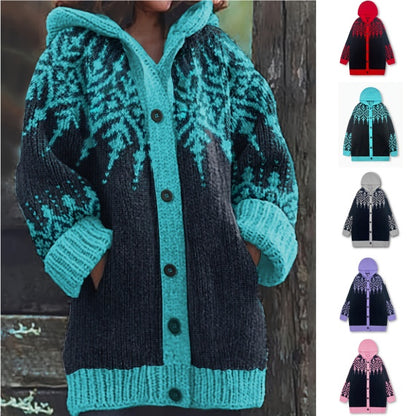 🔥【Kupite 1, dobijete 1 besplatno】【S~5XL】❄Elegantna retro jakna s kapuljačom u boji pahuljica