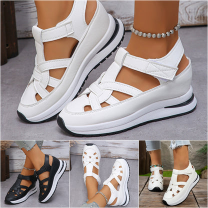 👡【Wyprzedaż】[35-43] 2025 Nowe damskie sandały na rzepy z grubą podeszwą, codzienne, wzrost podwyższony o 7,4 cm