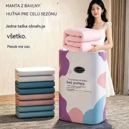 🧳 5-dielna súprava len za 25 € 💨 Veľké, flexibilné vákuové úložné vrecia: nevyžadujú pumpu, sú vzduchotesné a nepriepustné – ideálne na úsporu miesta v kufri alebo doma ✈️