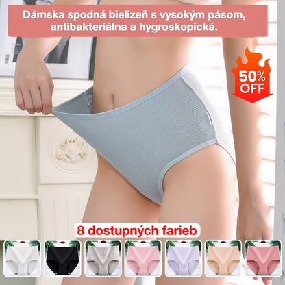 【Balenie 8 kusov】🔥Posledná špeciálna ponuka - zľava 50%🔥 Nové dámske antibakteriálne nohavičky s vysokým pásom odvádzajúce vlhkosť