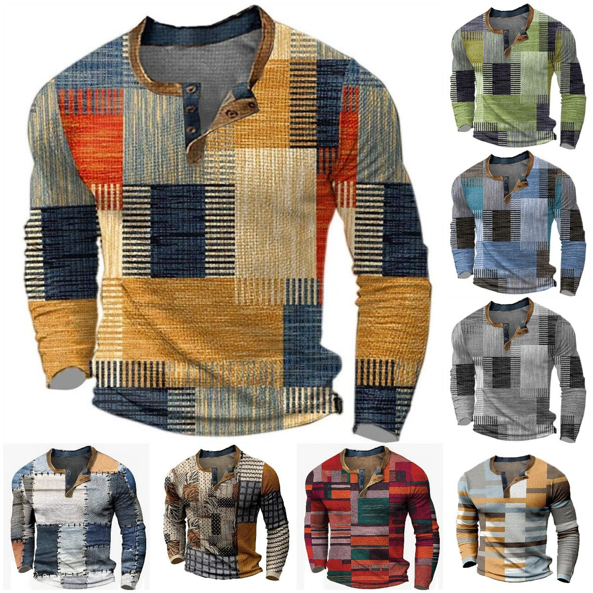 🌴🌈[Wyprzedaż limitowana czasowo] 👔[S-4XL] Męska koszulka polo z długim rękawem i nadrukiem