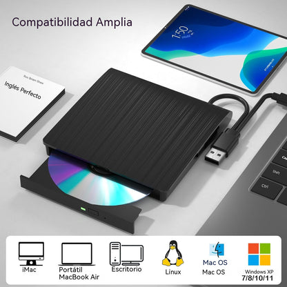 📢📢 58 % zľava! 💿💻 Externá CD/DVD jednotka: Plug & Play, prenosná a kompatibilná s Mac/Windows