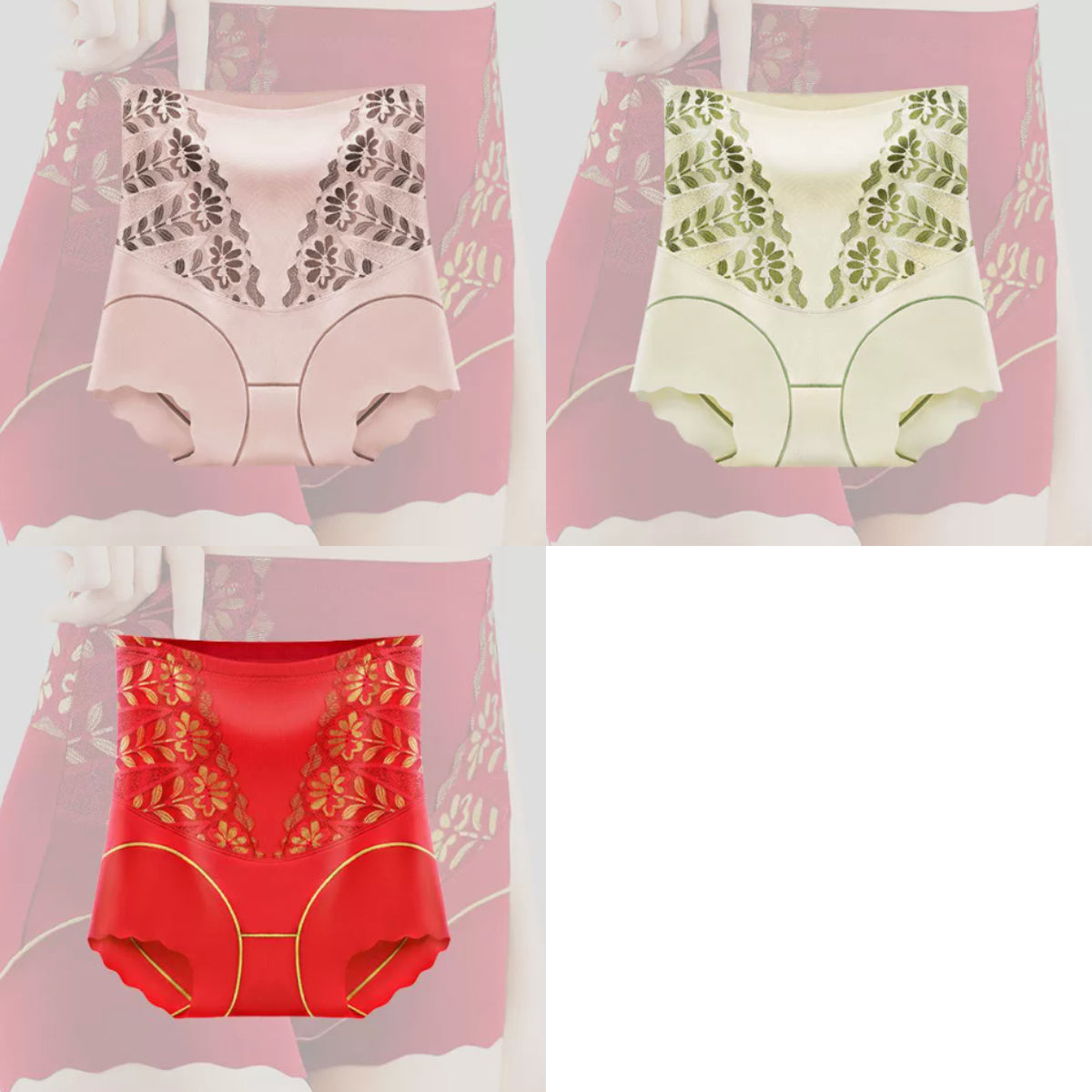 🌸【Set de 3】Pantaloni cu talie înaltă care controlează abdomenul 🩲 💖