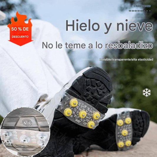 👴🚶🏔️Mangas de crampones antideslizantes invisibles de cinco dientes, crampones transparentes para exteriores,  imprescindibles para las personas mayores.