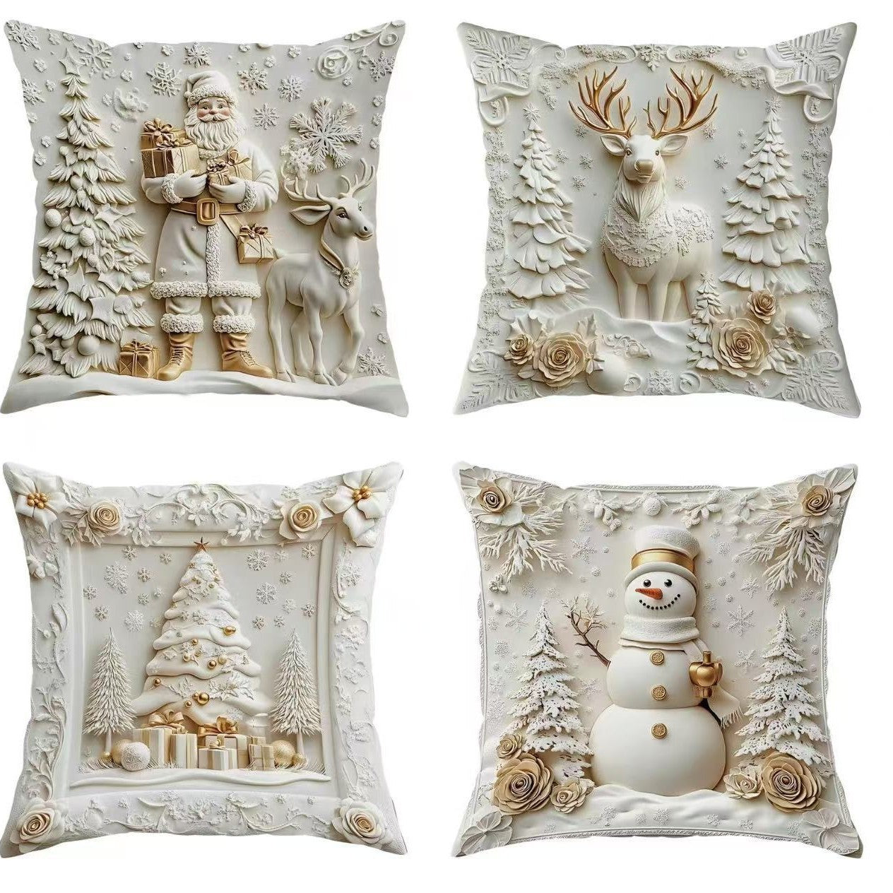 🎅【Vianočná zľava 50%】🎄 Obliečka na vankúš s vianočnou tematikou 【4-dielna sada】