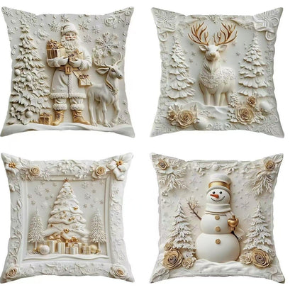 🎅【Vianočná zľava 50%】🎄 Obliečka na vankúš s vianočnou tematikou 【4-dielna sada】
