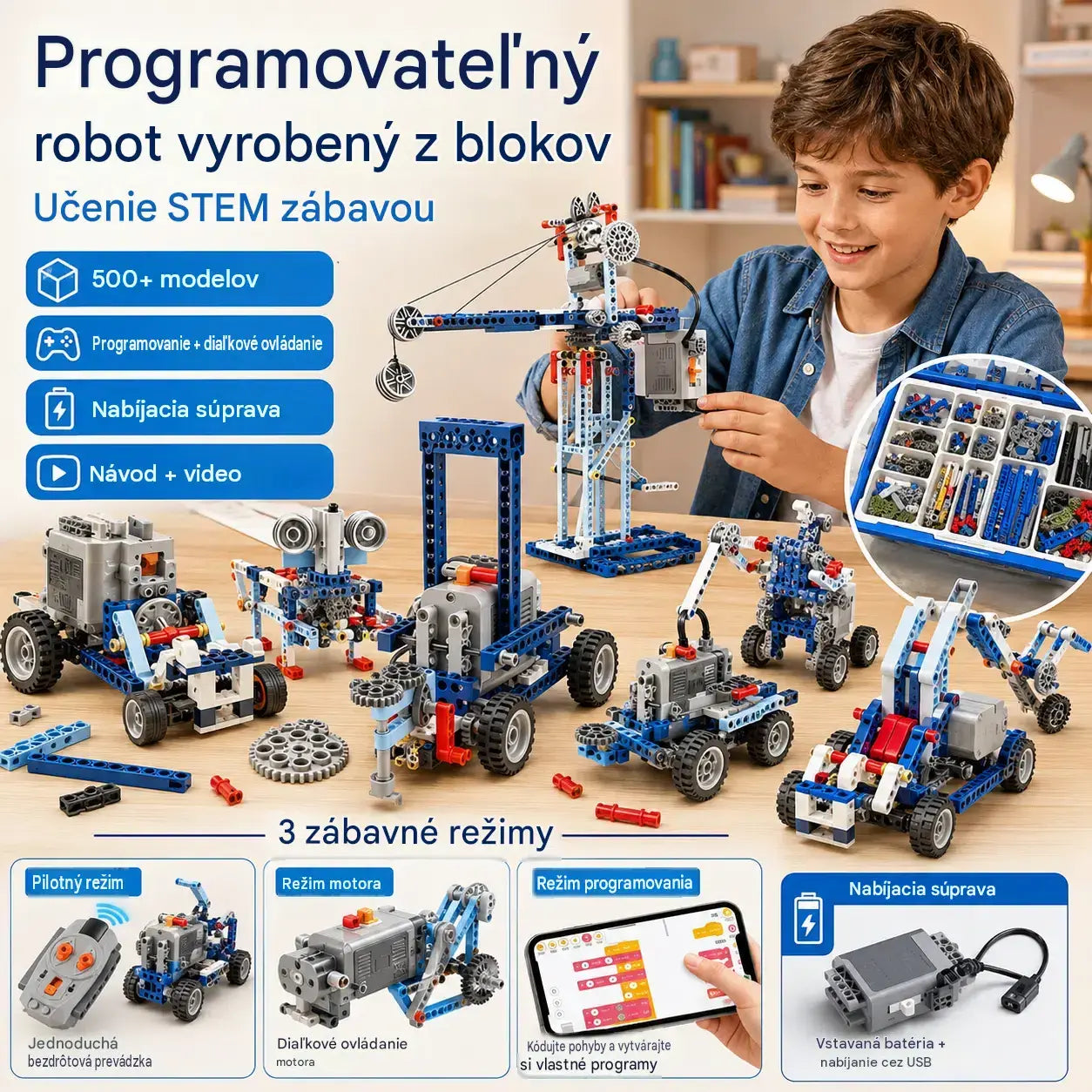🤖🧩【Časovo obmedzená ponuka: 50% zľava】Detská stavebnica elektrického robota - stavebné kocky