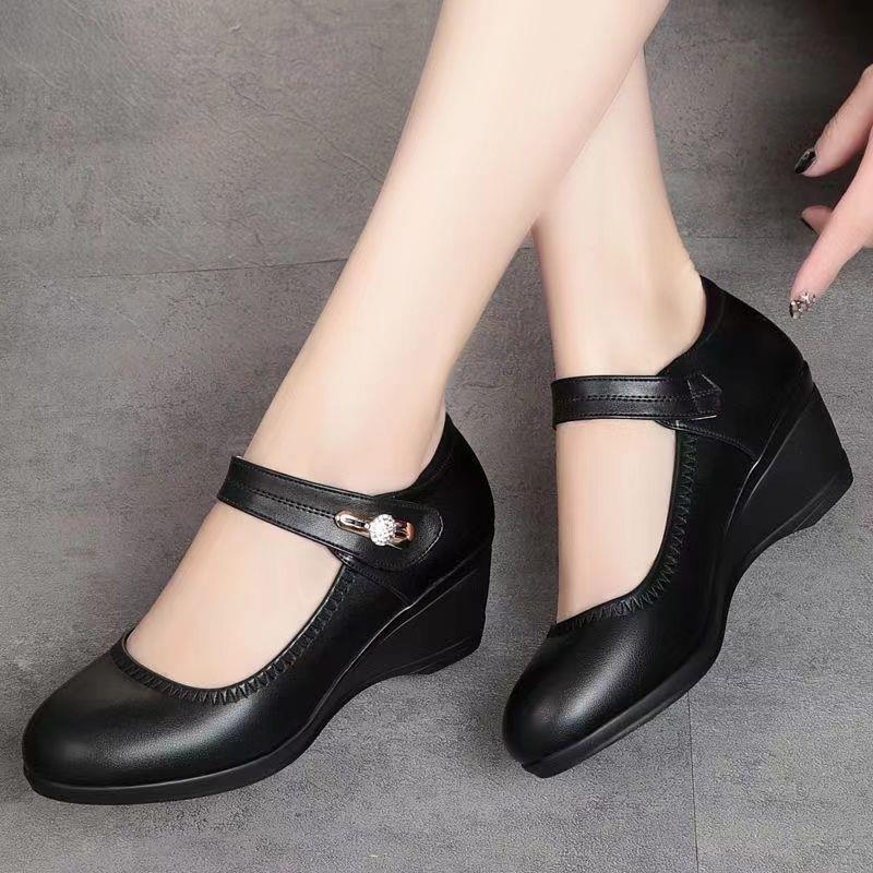 🏆👡Reducere 50%【35-41】Piele moale talpă moale toc pană anti-alunecare pantofi din piele pentru mamă