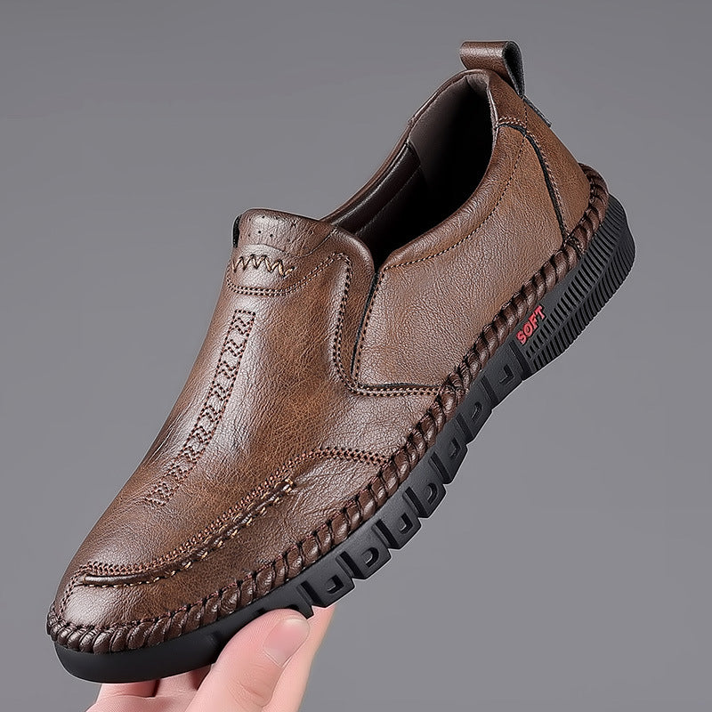 👞Kup jedną parę, drugą otrzymasz gratis【39-44】2025 nowe męskie skórzane buty casualowe z miękką podeszwą, antypoślizgowe, oddychające, skórzane buty