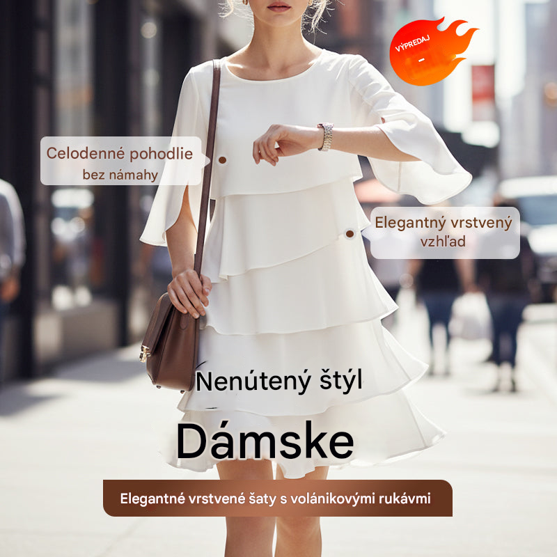 💃🎁【S-3XL】✨Elegantné viacvrstvové šaty s volánikmi na manžetách, štýlové a sofistikované💃