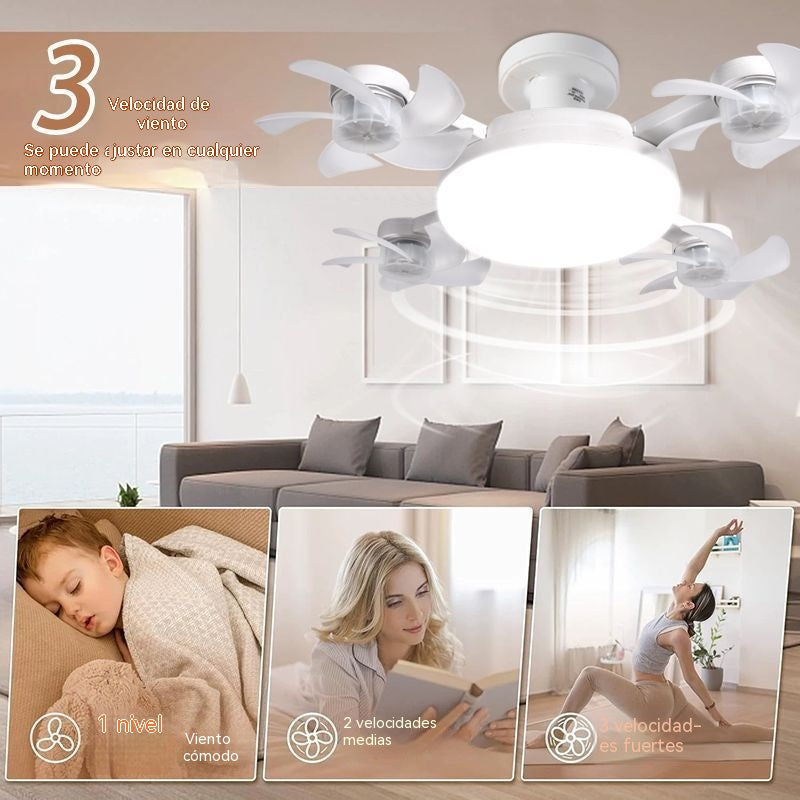 【50% de descuento en pedidos realizados hoy】Ventilador tipo dron de cuatro aspas con luz E27 y control remoto