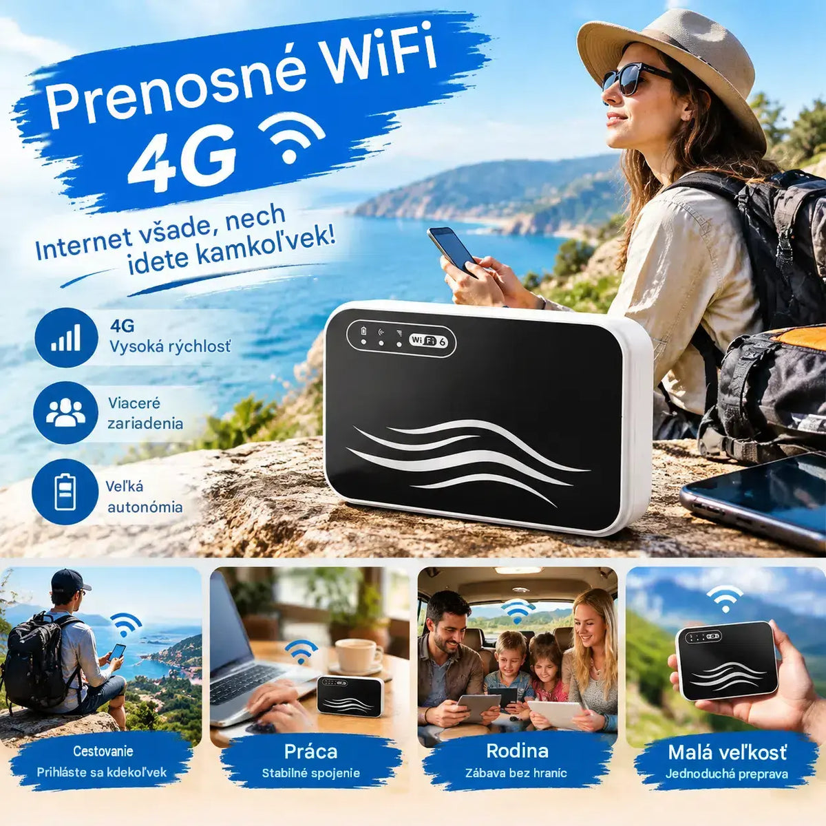 🌍🛜 Globálna prenosná Wi-Fi – bez víz – využívajte prístup na internet kedykoľvek a kdekoľvek.
