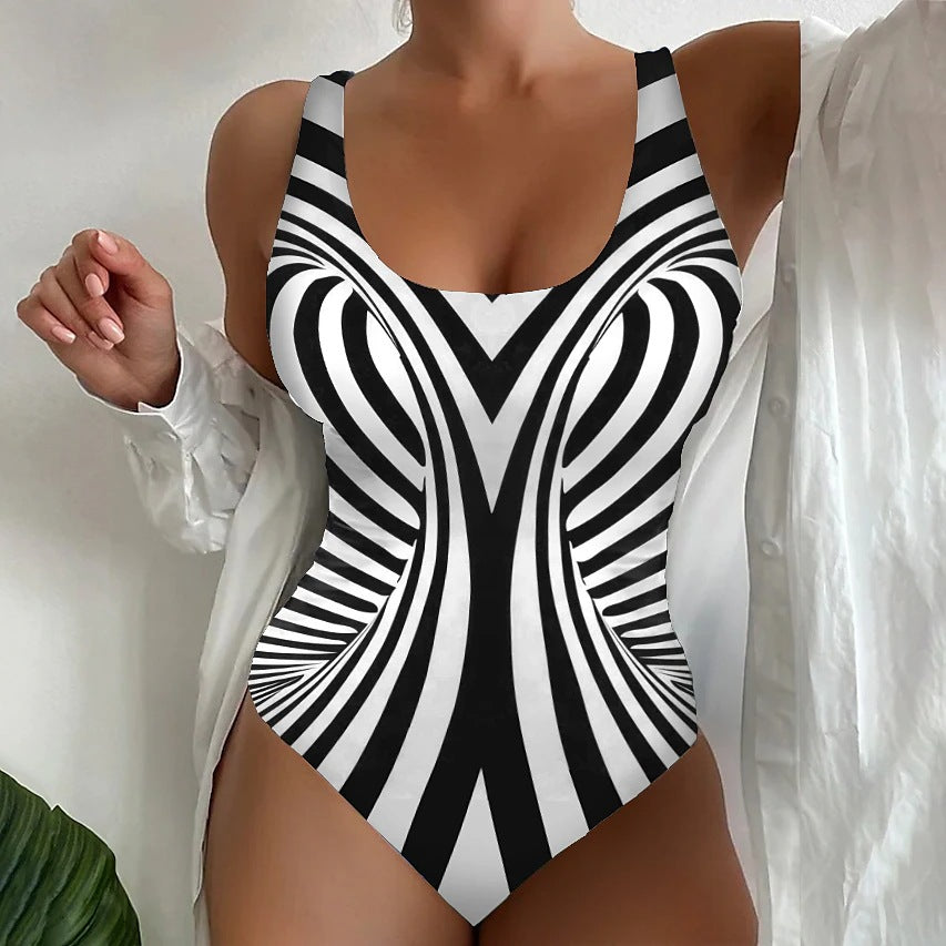 🩱Časovo obmedzená zľava 50 % [😍S~6XL] Sexy pruhované jednodielne plavky