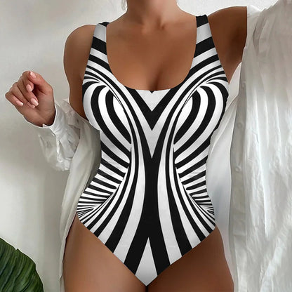 🩱Časovo obmedzená zľava 50 % [😍S~6XL] Sexy pruhované jednodielne plavky